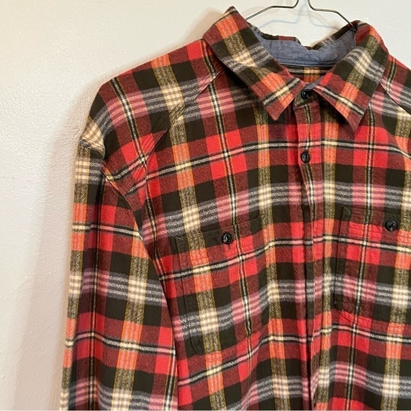 JACHS New York Men’s Classic Fit Plaid Flannel Shirt Red Green Medium - Picture 4 of 13